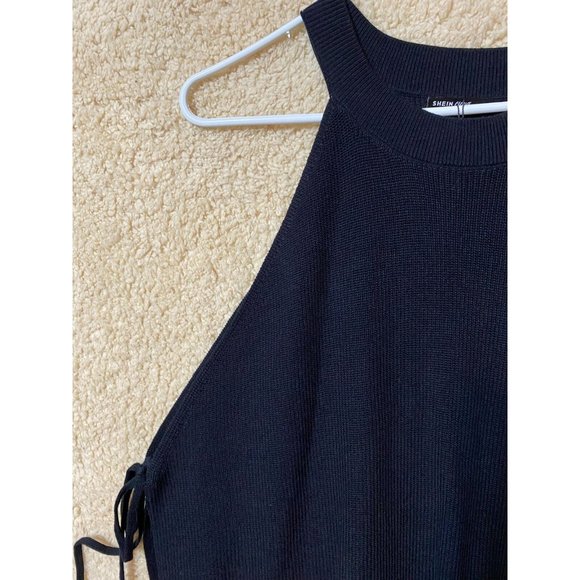 Shein Women's Plus Sz 1 XL Sleeveless Side Tie Black Sweater Coverup - Picture 2 of 13